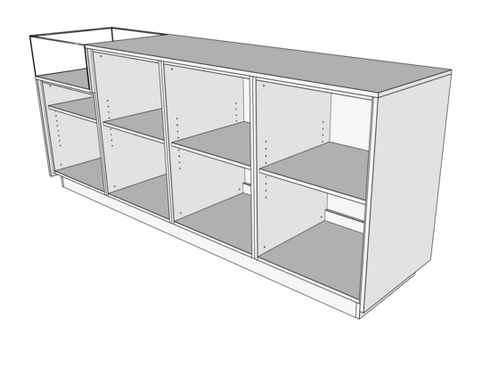 Toonbank SOLID 250 cm + vitrine