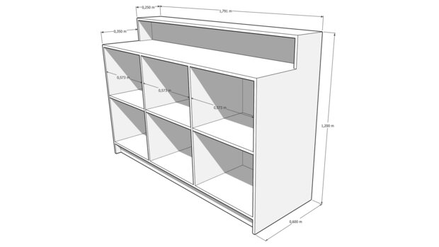 Toonbank BARR 180 cm (wit)