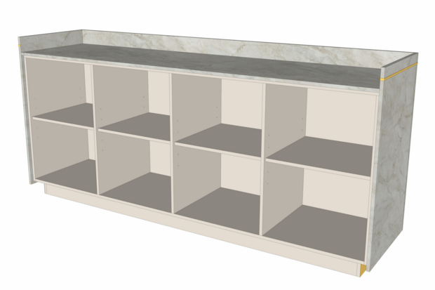 Toonbank Marmo 240 cm - marmer met goud