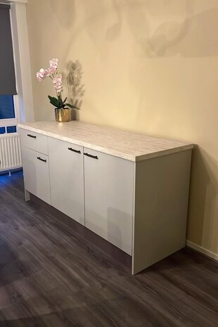 Keukenblok grijs/beige 186 cm